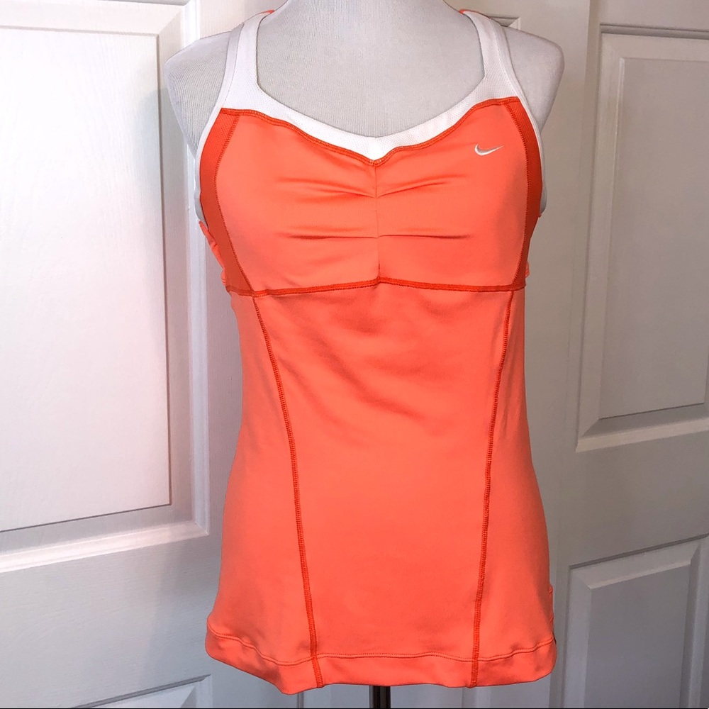 Nike Dri-Fit Orange and White Tank With Bra